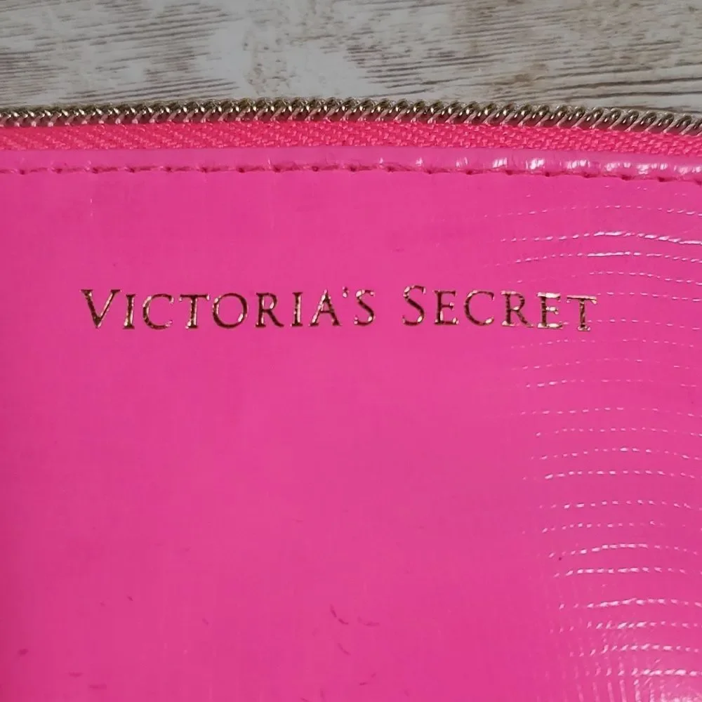2 Victoria's Secret Bags‎ Cosmetic & Change Purse Rainbow Sequin & Pink Pleather